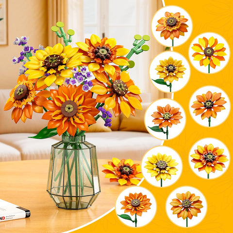 CUBIMANA Blumenstrauß Sonnenblumen-Bausatz mit LED-Lichtern
