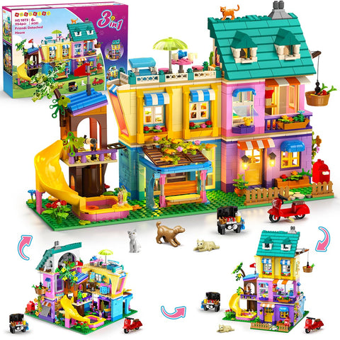 HOGOKIDS Friends Mädchen Familienhaus Bausteinset mit LED für Kinder ab 8