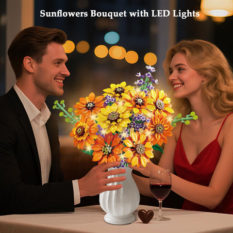 CUBIMANA Blumenstrauß Sonnenblumen-Bausatz mit LED-Lichtern