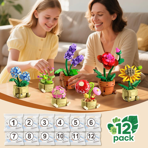 CUBIMANA 12 Mini Blumen & Pflanzen Bauset