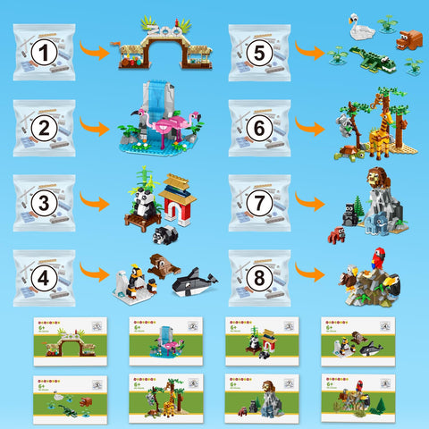 HOGOKIDS 25-teiliges Zoo-Tier Bauset mit Spielmatte