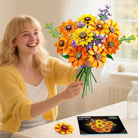 CUBIMANA Blumenstrauß Sonnenblumen-Bausatz mit LED-Lichtern