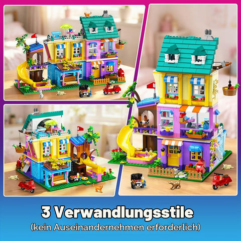 HOGOKIDS Friends Mädchen Familienhaus Bausteinset mit LED für Kinder ab 8
