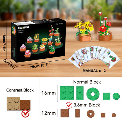 CUBIMANA 12 Blumen Sukkulenten 3.6MM Mini Bausätze