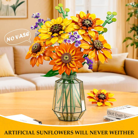 CUBIMANA Blumenstrauß Sonnenblumen-Bausatz mit LED-Lichtern