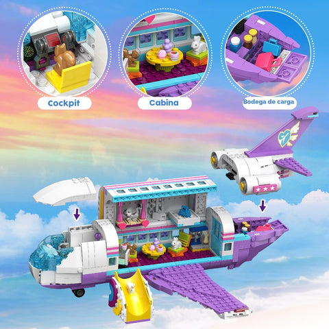 HOGOKIDS 3-in-1 Flugzeug-Bauspielzeug, Geschenk für Mädchen ab 8 Jahre