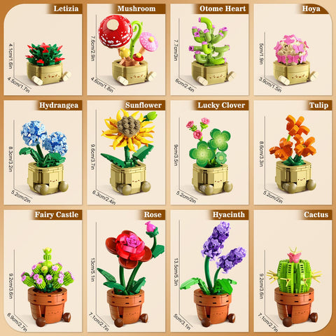CUBIMANA 12 Mini Blumen & Pflanzen Bauset