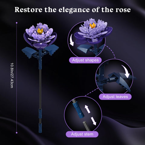 HiWEEGO Blumen Bauset - 17 Blume Blumenstrauß Bausteine mit LED