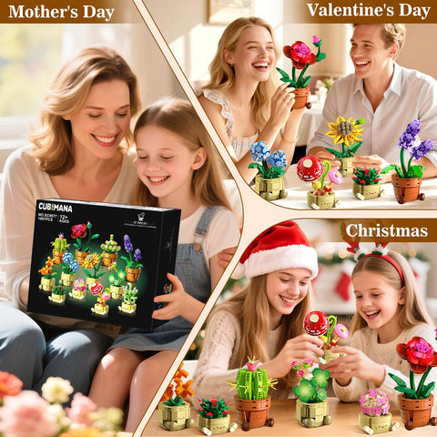 CUBIMANA 12 Mini Blumen & Pflanzen Bauset