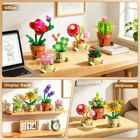 CUBIMANA 12 Mini Blumen & Pflanzen Bauset