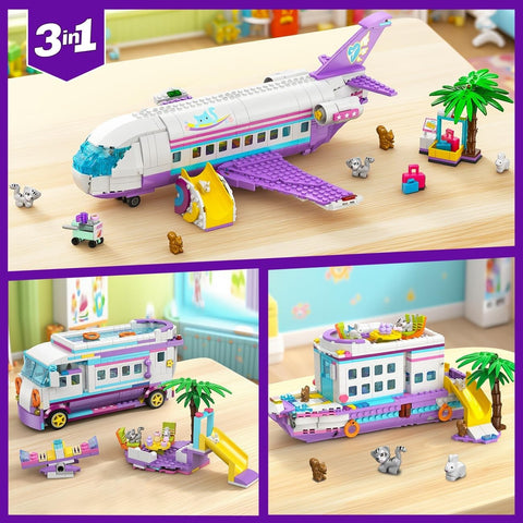 HOGOKIDS 3-in-1 Flugzeug-Bauspielzeug, Geschenk für Mädchen ab 8 Jahre