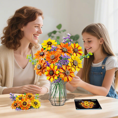 CUBIMANA Blumenstrauß Sonnenblumen-Bausatz mit LED-Lichtern
