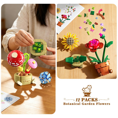 CUBIMANA 12 Mini Blumen & Pflanzen Bauset