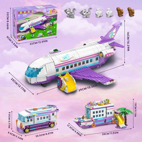HOGOKIDS 3-in-1 Flugzeug-Bauspielzeug, Geschenk für Mädchen ab 8 Jahre